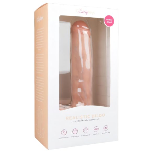 Easytoys - duży dildo z przyssawką i jądrami (29,5 cm) - naturalny
