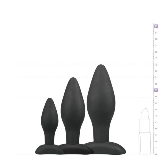 Easytoys Rocket - Zestaw dild analnych - czarny (3 części)