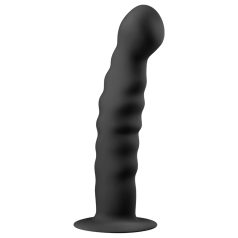   Easytoys - dildo analne z przyssawką - żebrowane - 14 cm - czarny