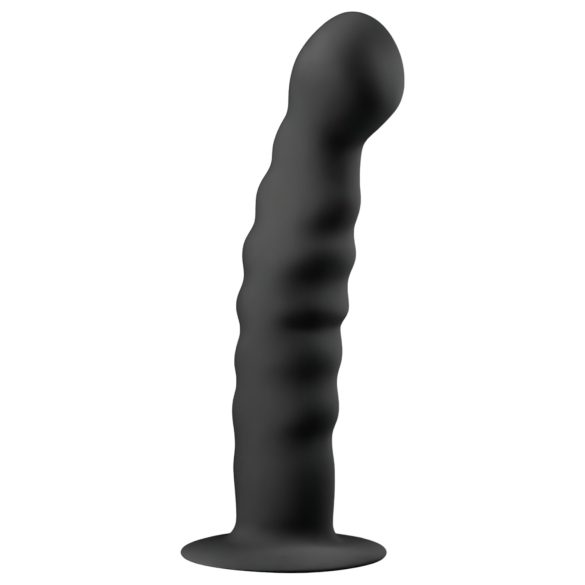 Easytoys Ribbed - czarny analny dildo z przyssawką (14 cm)