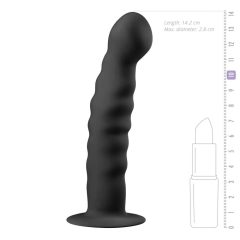 Easytoys Ribbed - dildo analne z zaciskami (14 cm) - czarny