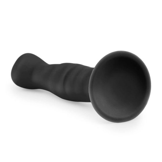 Easytoys Ribbed - dildo analne z zaciskami (14 cm) - czarny