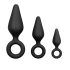 Easytoys - zestaw korków analnych z pierścieniem - 3 sztuki (czarne)