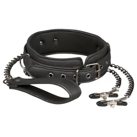 Easytoys - zestaw zacisków na sutki z obrożą i smyczą - 4 części