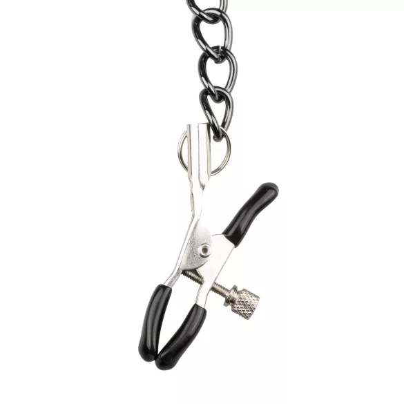 Easytoys - zestaw zacisków na sutki z obrożą i smyczą - 4 części