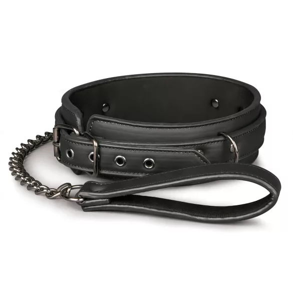 Easytoys - obroża z pejczem - czarna - akcesoria BDSM