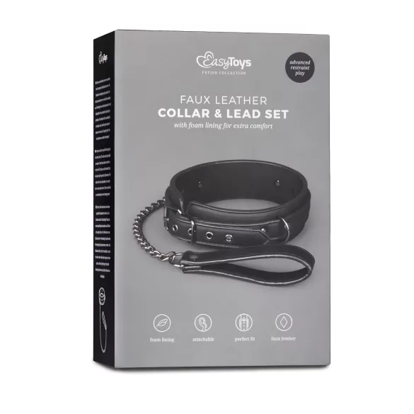 Easytoys - obroża z pejczem - czarna - akcesoria BDSM