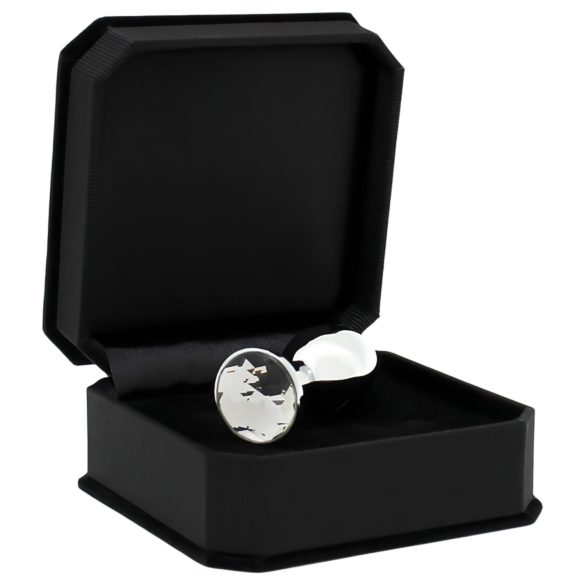 Rimba XS - korek analny z kryształem - metalowy, przezroczysty kamień, srebrny