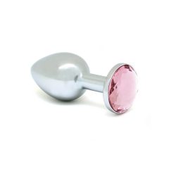 Rimba XS - różowe metalowe dildo analne (srebrne)