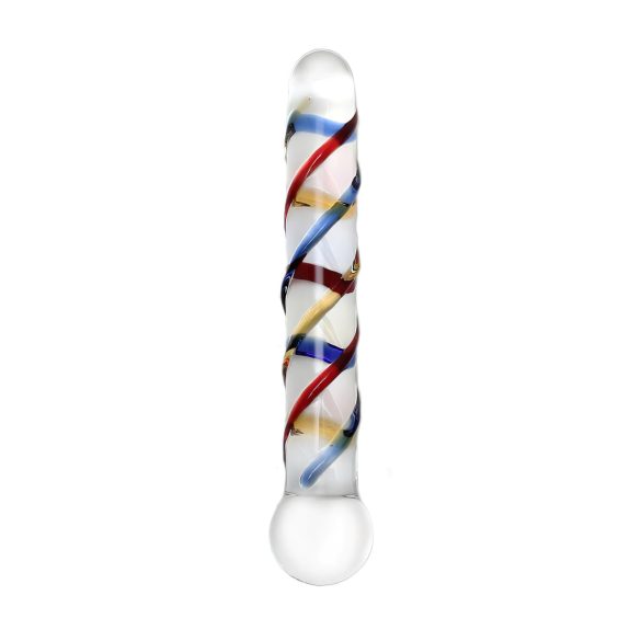 Rimba Rachella - podwójny szklany dildo (przezroczysty - kolorowy)