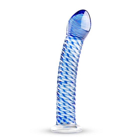 Gildo Glass No. 5 - spiralne szklane dildo (półprzezroczysty niebieski)