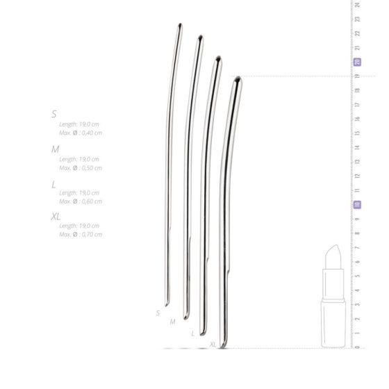 SINNER 175 - zakrzywiony stalowy dildo do rozszerzania cewki moczowej (4 części) - dla początkujących
