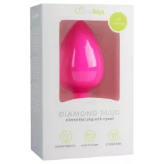   EasyToys Diamond - różowy duży korek analny z białym kryształem