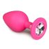 Easytoys Diamond - korek analny z białymi kamieniami (średni) - różowy