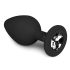 Easytoys Diamond - czarny plug analny z białym kamieniem (średni)