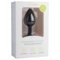   Easytoys Diamond - korek analny z białym kryształem - mały - czarny