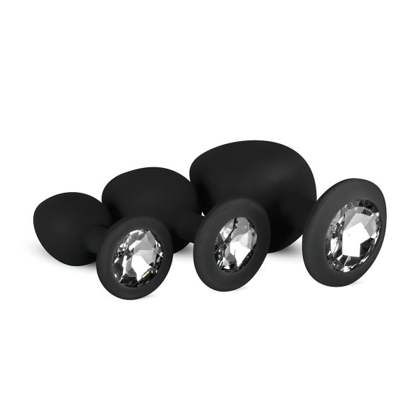 Easytoys Diamond - zestaw czarnych korków analnych