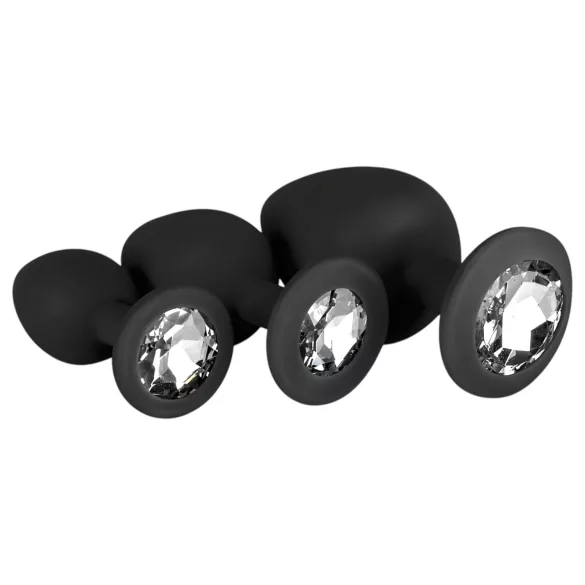 Easytoys Diamond - zestaw korków analnych - czarny