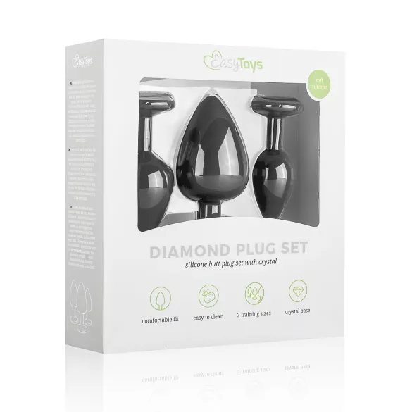 Easytoys Diamond - zestaw korków analnych - czarny
