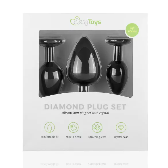 Easytoys Diamond - zestaw korków analnych - czarny