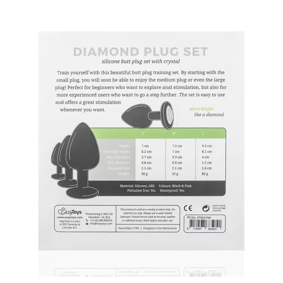 Easytoys Diamond - zestaw korków analnych - czarny