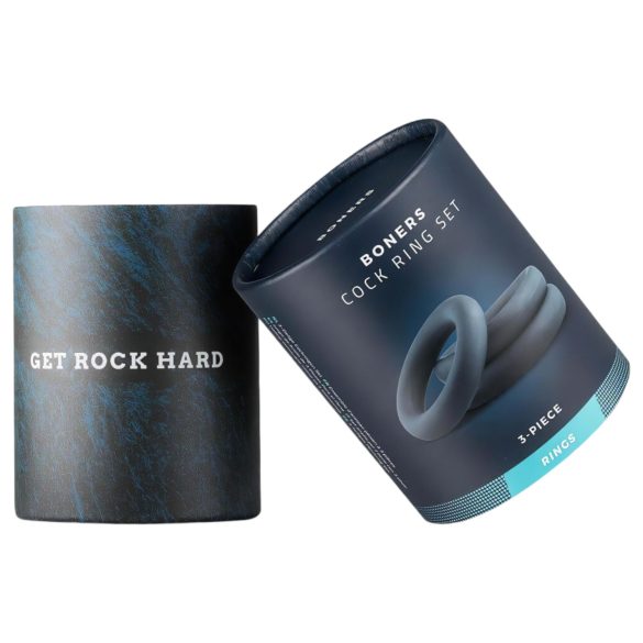 Boners - zestaw pierścieni na penisa - 3 sztuki - szary