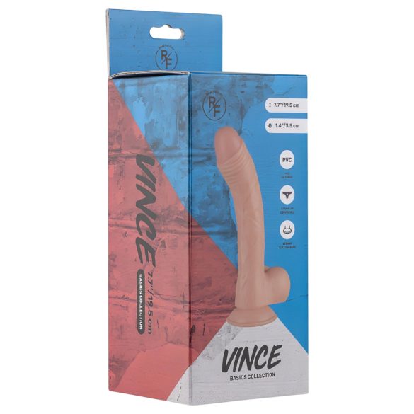 Real Fantasy Vince - dildo z jądrami i napletkiem - 19,5 cm - cielisty