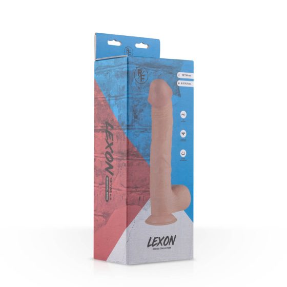 Real Fantasy Lexon - zaciskane dildo z jądrami (33 cm) - naturalne