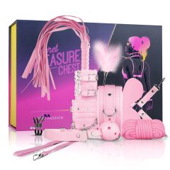   Secret Pleasure Chest - zaawansowany zestaw BDSM - 14 elementów (różowy)
