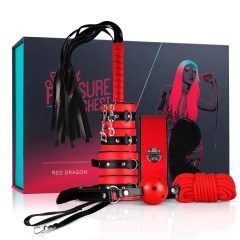   Secret Pleasure Chest - zaawansowany zestaw BDSM - 10 elementów (czerwony)
