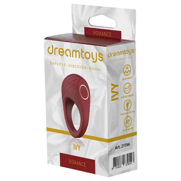 Dreamtoys Ivy - pierścień wibrujący na penisa - bordowy