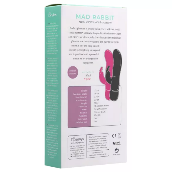 Easytoys Mad Rabbit - wibrator króliczek do łechtaczki - silikon różowy