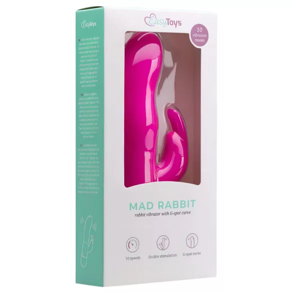 Easytoys Mad Rabbit - wibrator króliczek do łechtaczki - silikon różowy