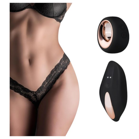 Pantyrebel - bezprzewodowa wibrująca koronkowa stringi - czarna (S-L)