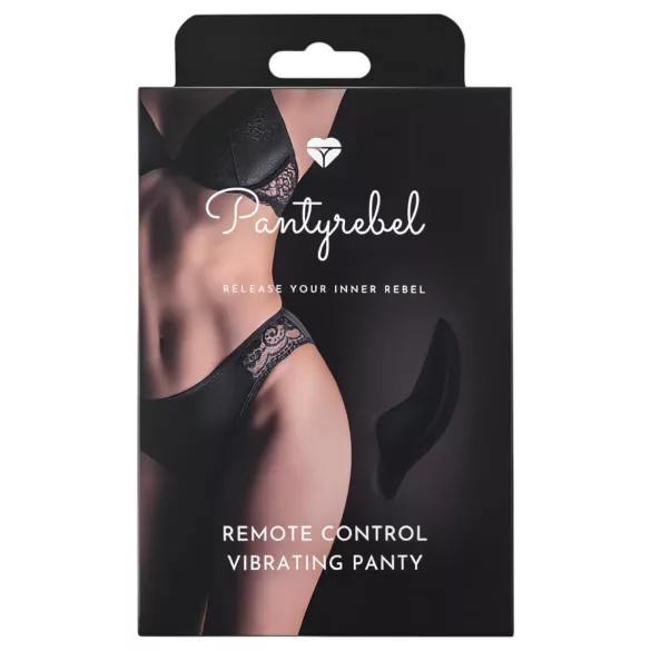 Pantyrebel - czarne majtki typu high-leg + wibrator sterowany radiowo (S-L)