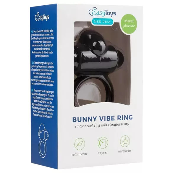 EasyToys - pierścień na penisa wibrujący królik - silikon czarny