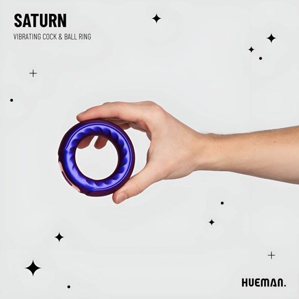 Hueman Saturn - pierścień wibrujący na penisa wodoodporny ładowany USB lila