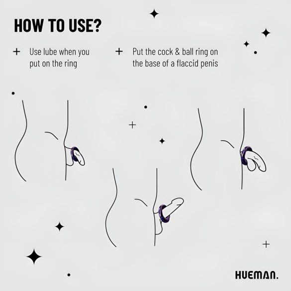 Hueman Saturn - pierścień wibrujący na penisa wodoodporny ładowany USB lila