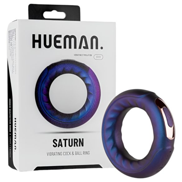 Hueman Saturn - pierścień wibrujący na penisa wodoodporny ładowany USB lila