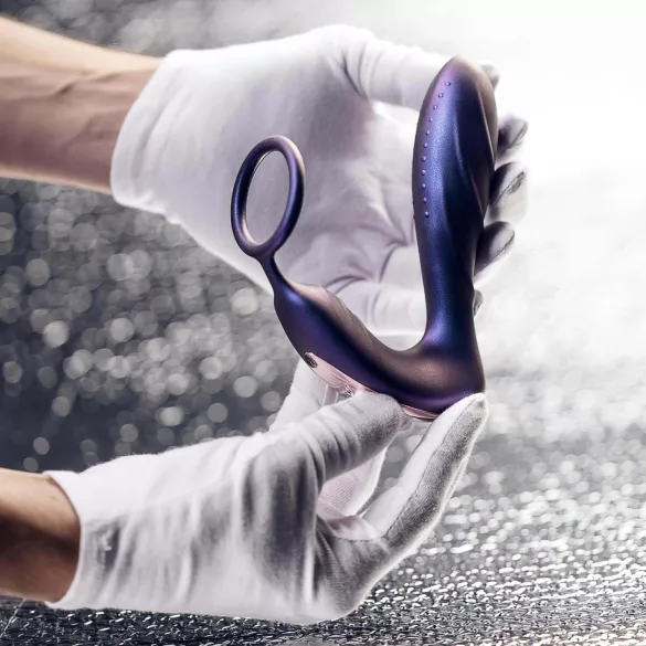 Hueman Black Hole - wibrujący korek analny z pierścieniem na penisa - fioletowy