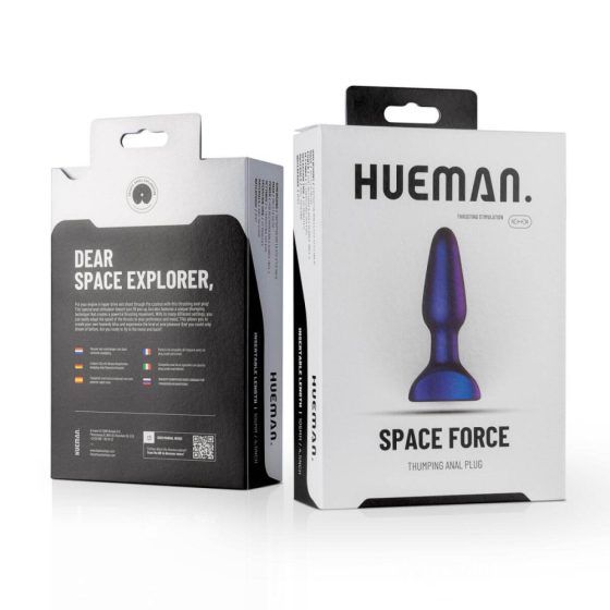 Hueman Space Force - zasilany bateryjnie, wodoodporny, pchający wibrator analny (fioletowy)