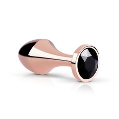   Rosy Gold Butt Plug - dildo analne z czarnym kamieniem (różowe złoto)