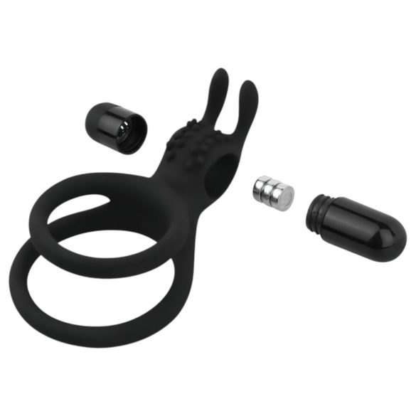 Easytoys - pierścień wibrujący na penisa i jądra - silikon czarny