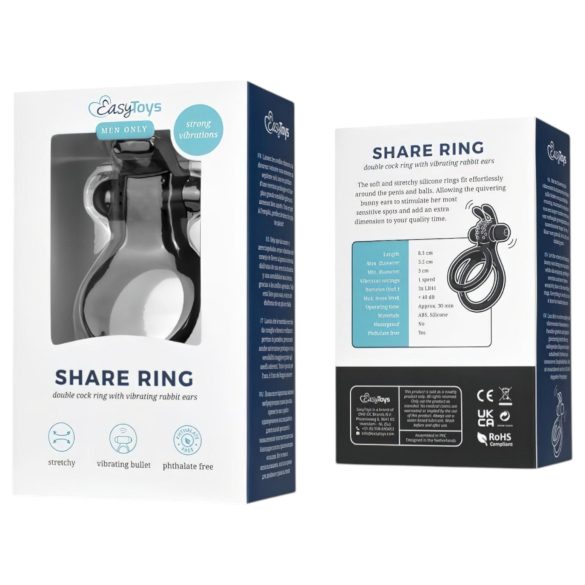 Easytoys - pierścień wibrujący na penisa i jądra - silikon czarny