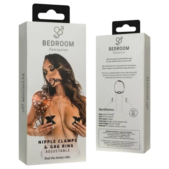 Bedroom Fantasies - knebel z zaciskiem na sutki - metalowy czarno-srebrny
