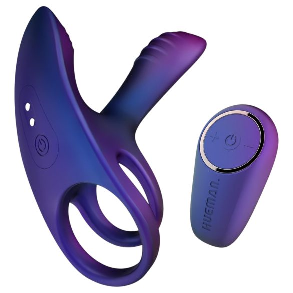 Hueman Infinity Ignite - wibrujący pierścień na penisa i jądra (fioletowy)