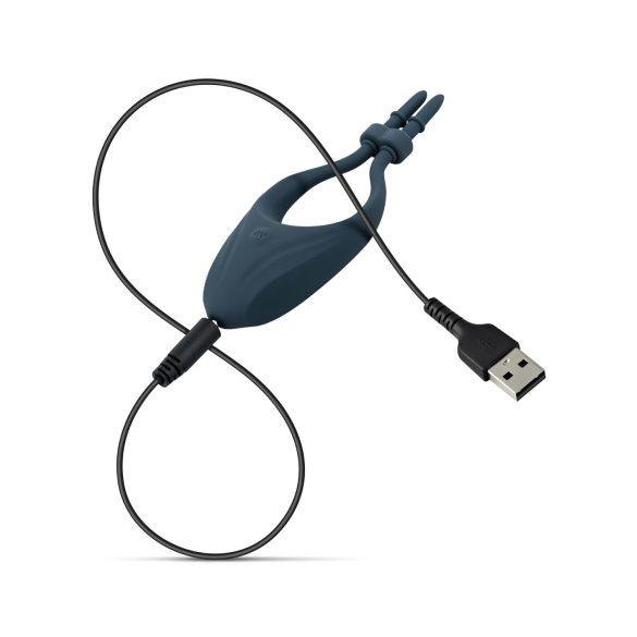 Boners - pierścień wibrujący na penisa regulowany silikonowy niebieski