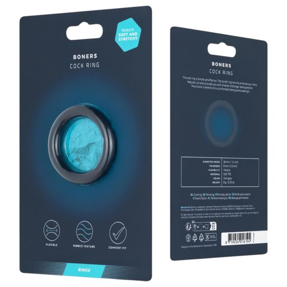 Boners Ergo - pierścień na penisa silikonowy - szary