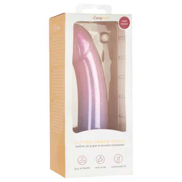 EasyToys Mermaid - dildo z brokatem - silikon - 19 cm - różowy