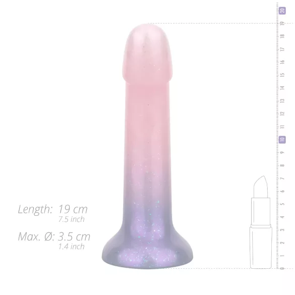 EasyToys Mermaid - dildo z brokatem - silikon - 19 cm - różowy